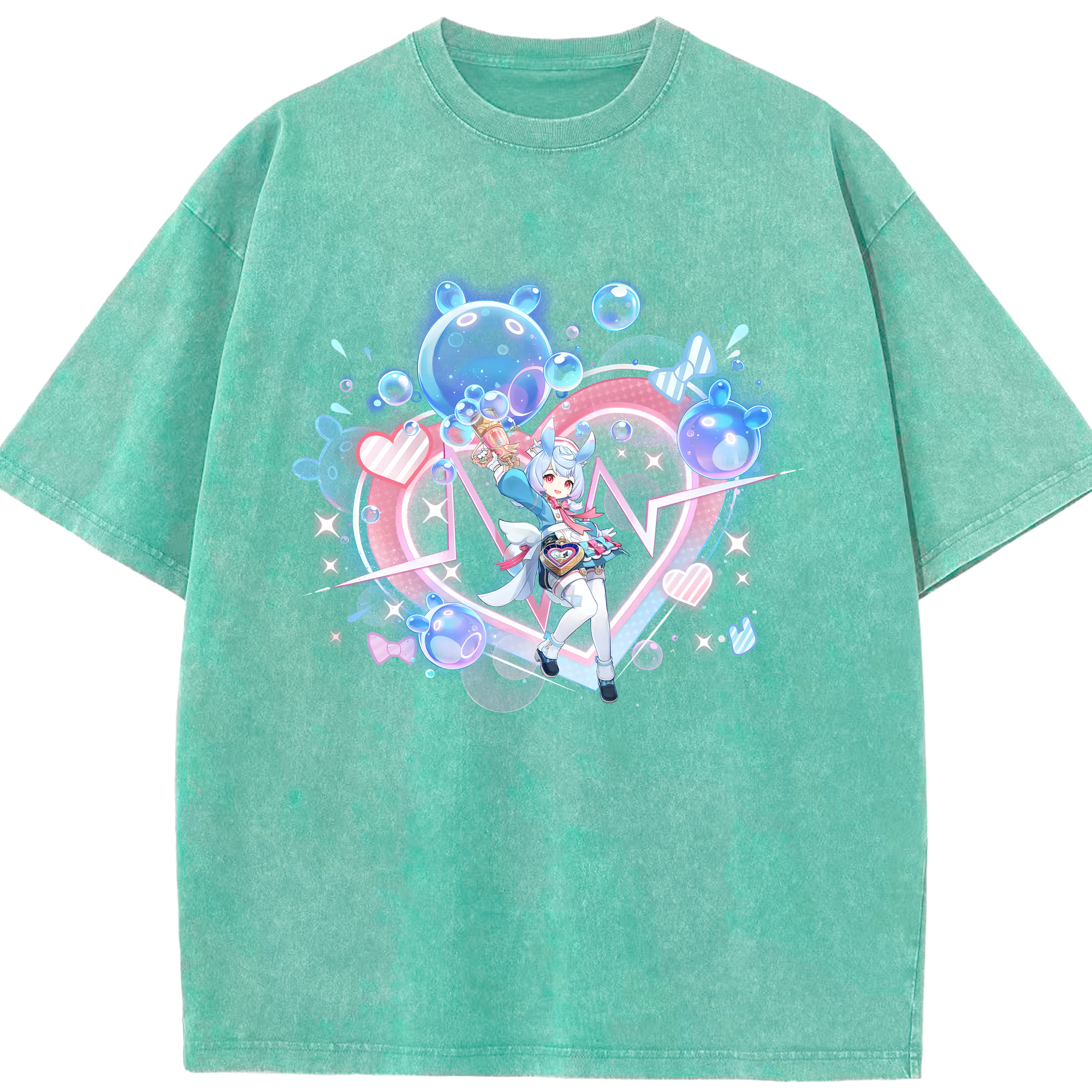 げんし神 シゲウィン genshin Shigewin 綿100% ヴィンテージ風 半袖Tシャツ（フロントプリント）